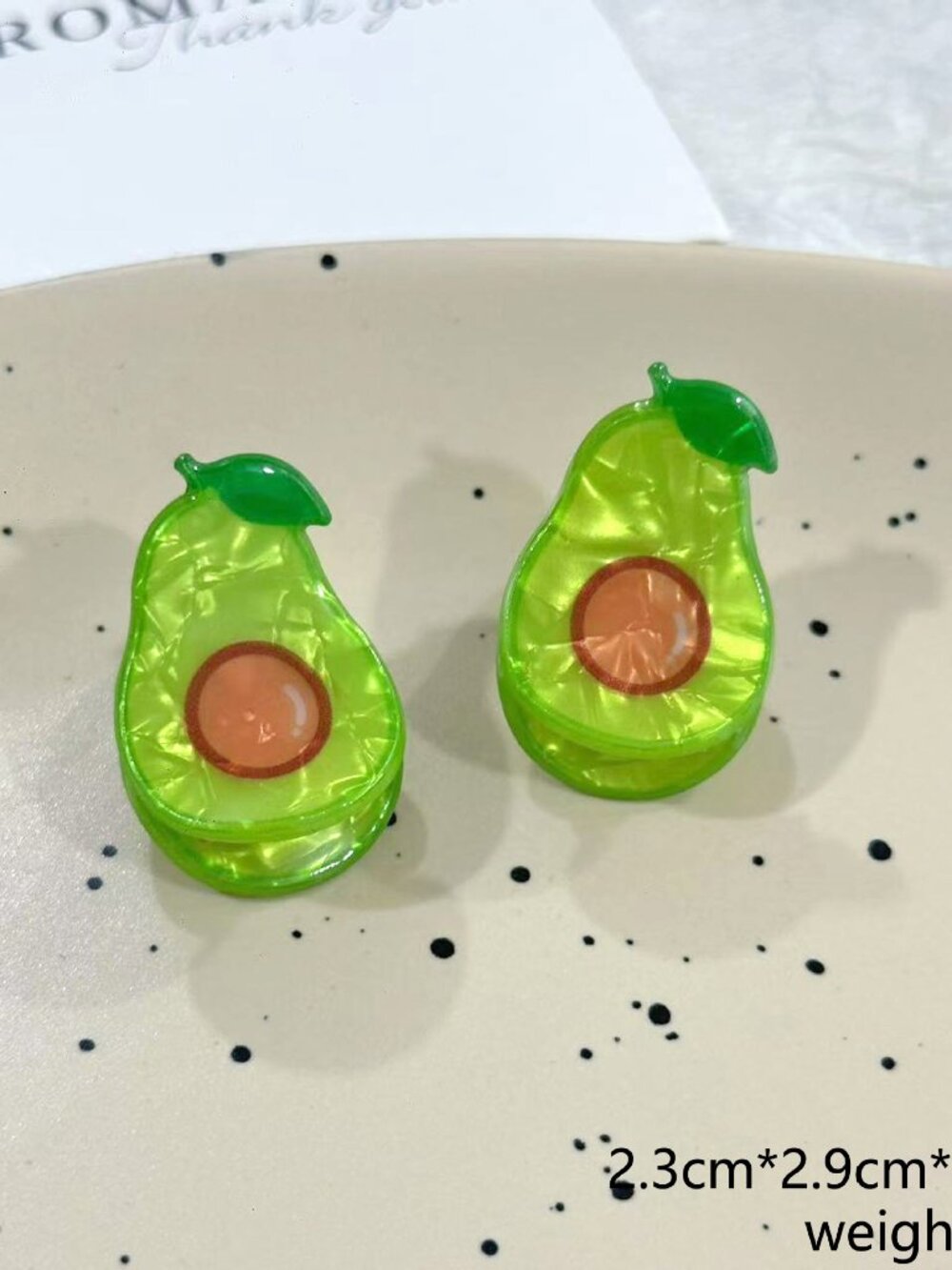 5/$20 New Cute Green Avocado Mini Hair Claw Clips Set of 2 Kawaii Acrylic Jaw